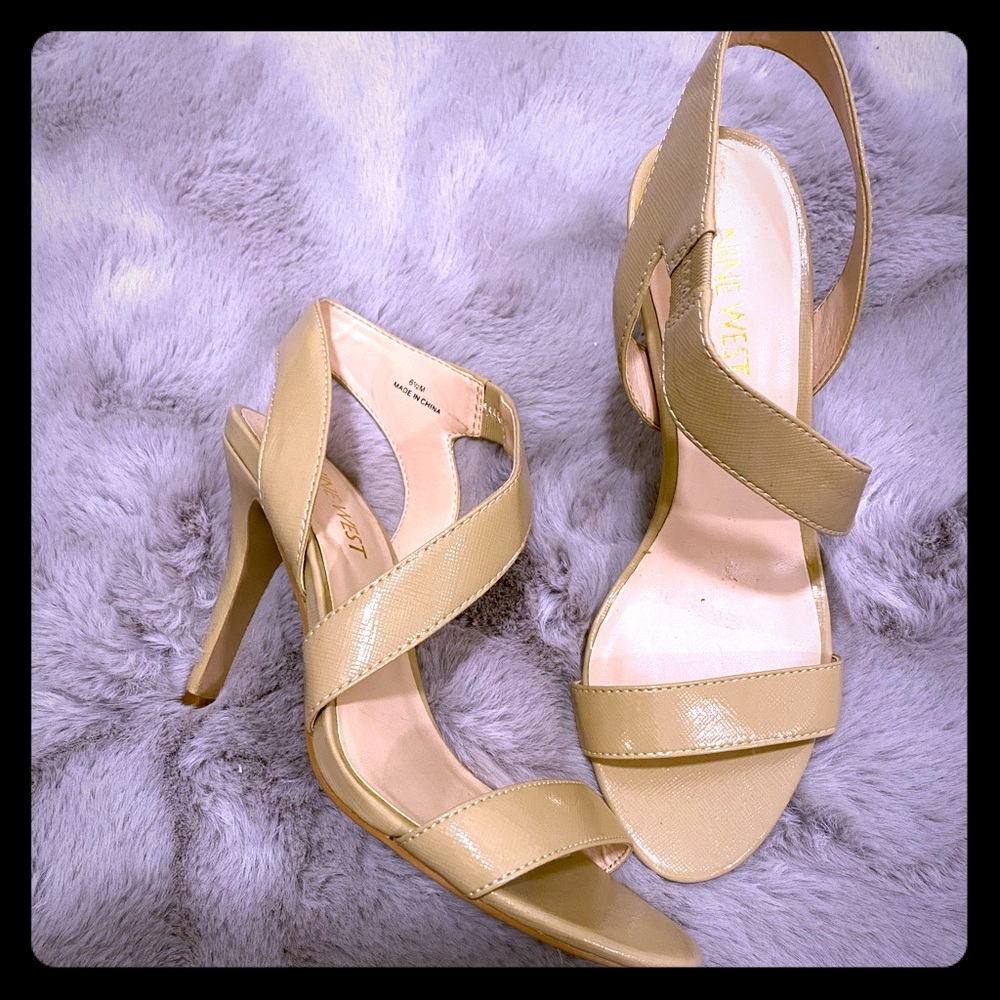 Nine West nude open toe heels (6.5)